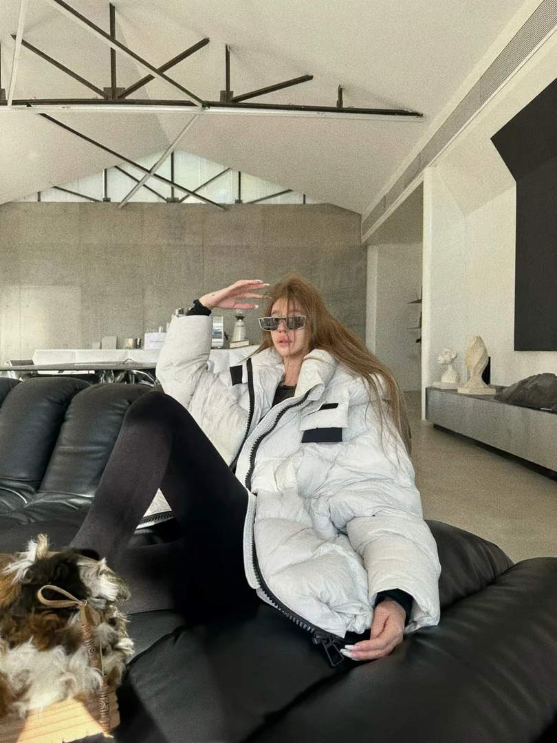 XYSF极简  重磅质感蓬蓬绗线一眼爱上超大双拉头防寒云朵羽绒服