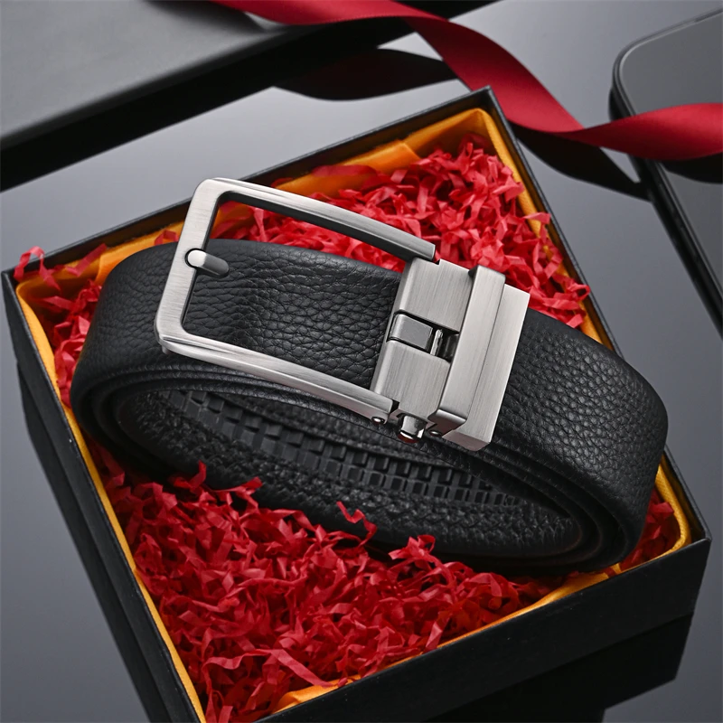 真牛皮皮带男士自动扣年轻人时尚商务休闲男款潮流牛皮裤腰带真皮