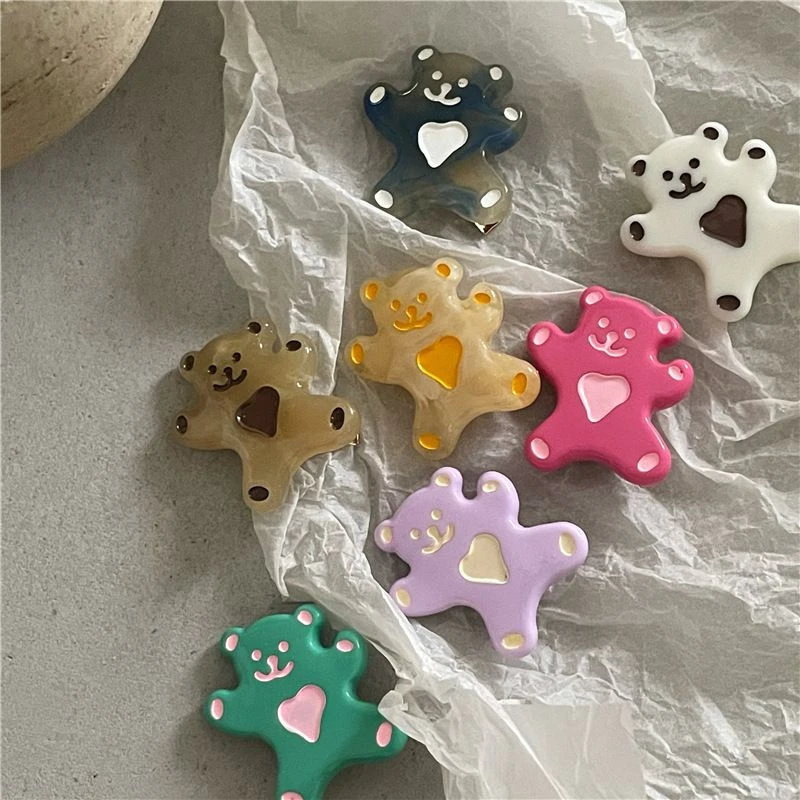 童趣 可爱卡通爱心小熊发夹边夹 少女心小动物侧边刘海夹鸭嘴夹新