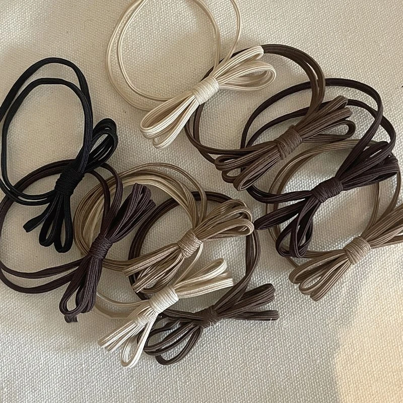 蝴蝶结发绳盒装高弹力马尾发圈奶咖色皮筋简约扎头发橡皮筋女耐用