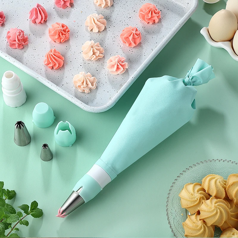 北欧绿加厚硅胶蛋糕裱花袋可重复使用奶油袋宝宝辅食裱花工具烘焙