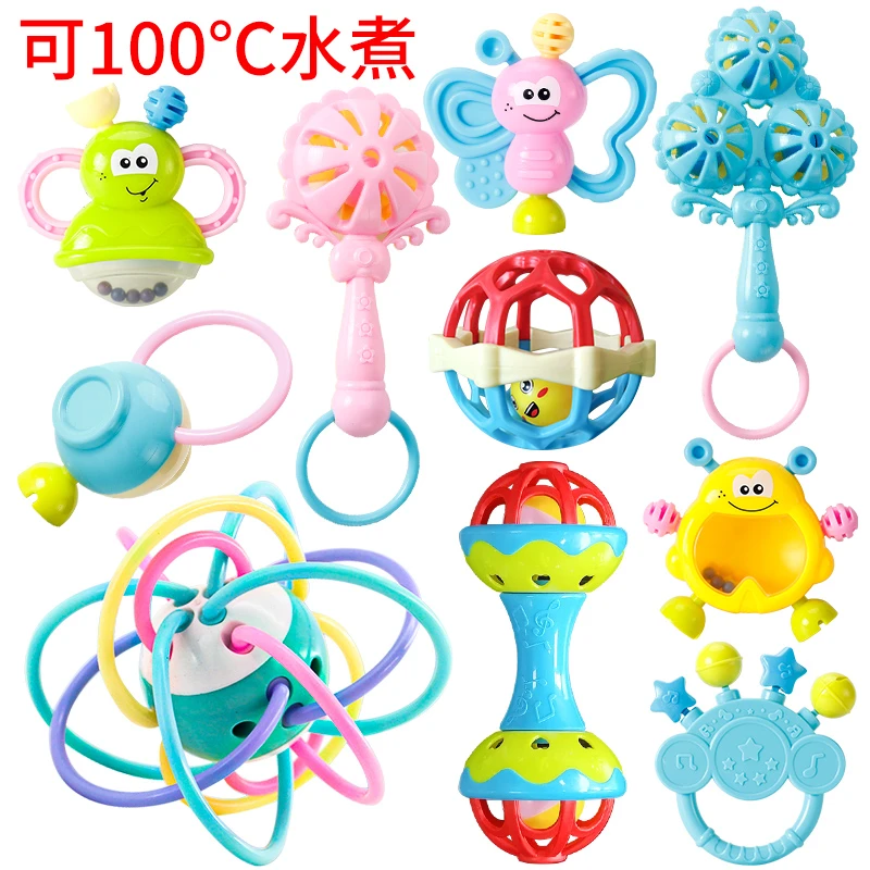 婴儿玩具0-6-12个月新生儿摇铃宝宝益智早教幼儿牙胶手摇铃可水煮