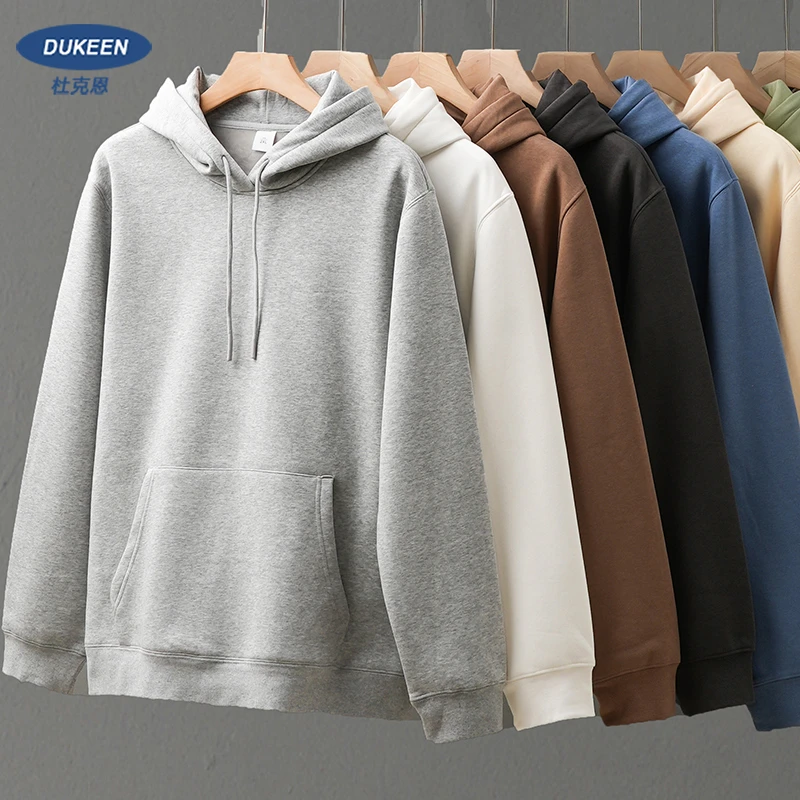 美式460g重磅纯色宽松运动外套男秋冬季加绒保暖帽衫加厚连帽卫衣