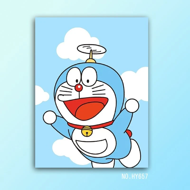 哆啦A梦数字油画diy填色爆款儿童手工涂色画画DIY礼物装饰油彩画