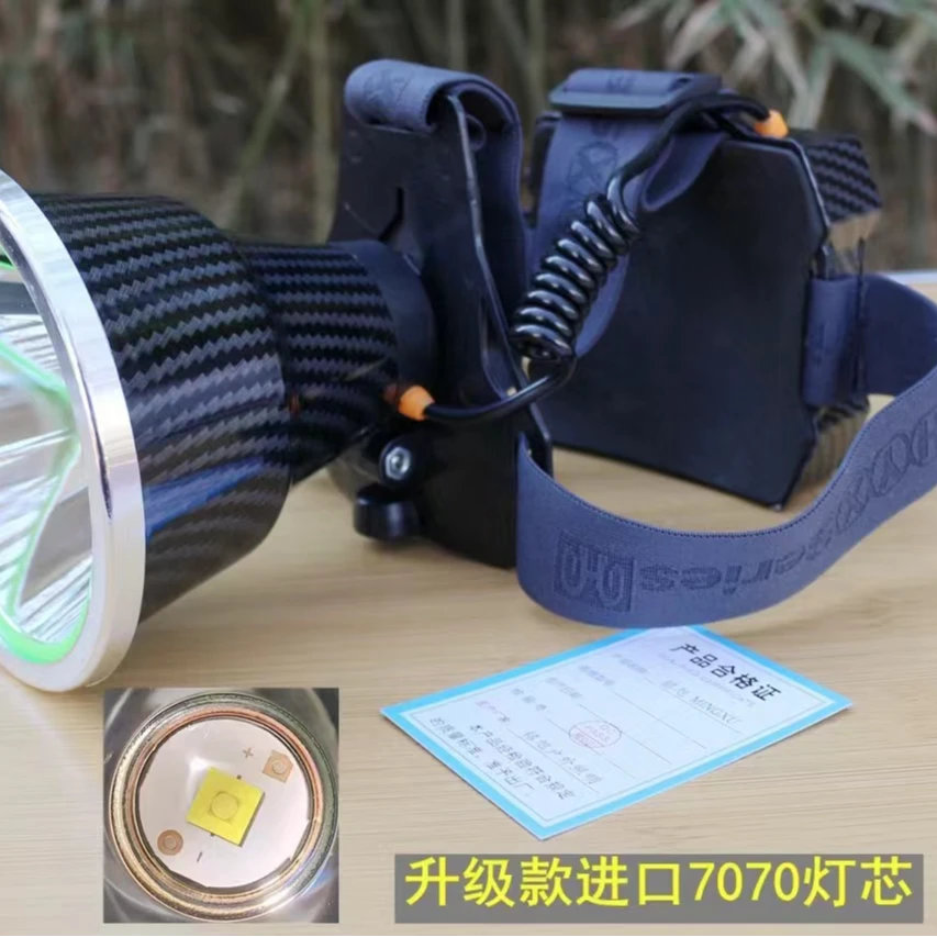 【瑶瑶头灯】大口径超远探测碳纤维强光探险头灯矿灯智能头戴头灯