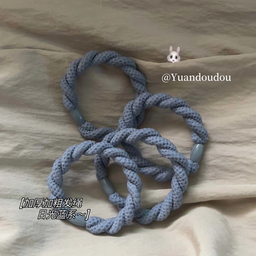 升级牢固日光蓝小众三个装丸子头扎的紧紧的博主少女头绳皮筋