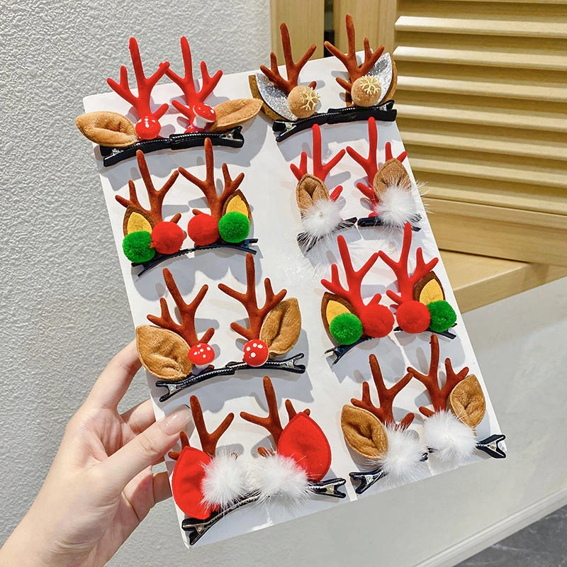 圣诞节发夹发饰森系网红鹿角可爱配饰儿童麋鹿发夹平安夜
