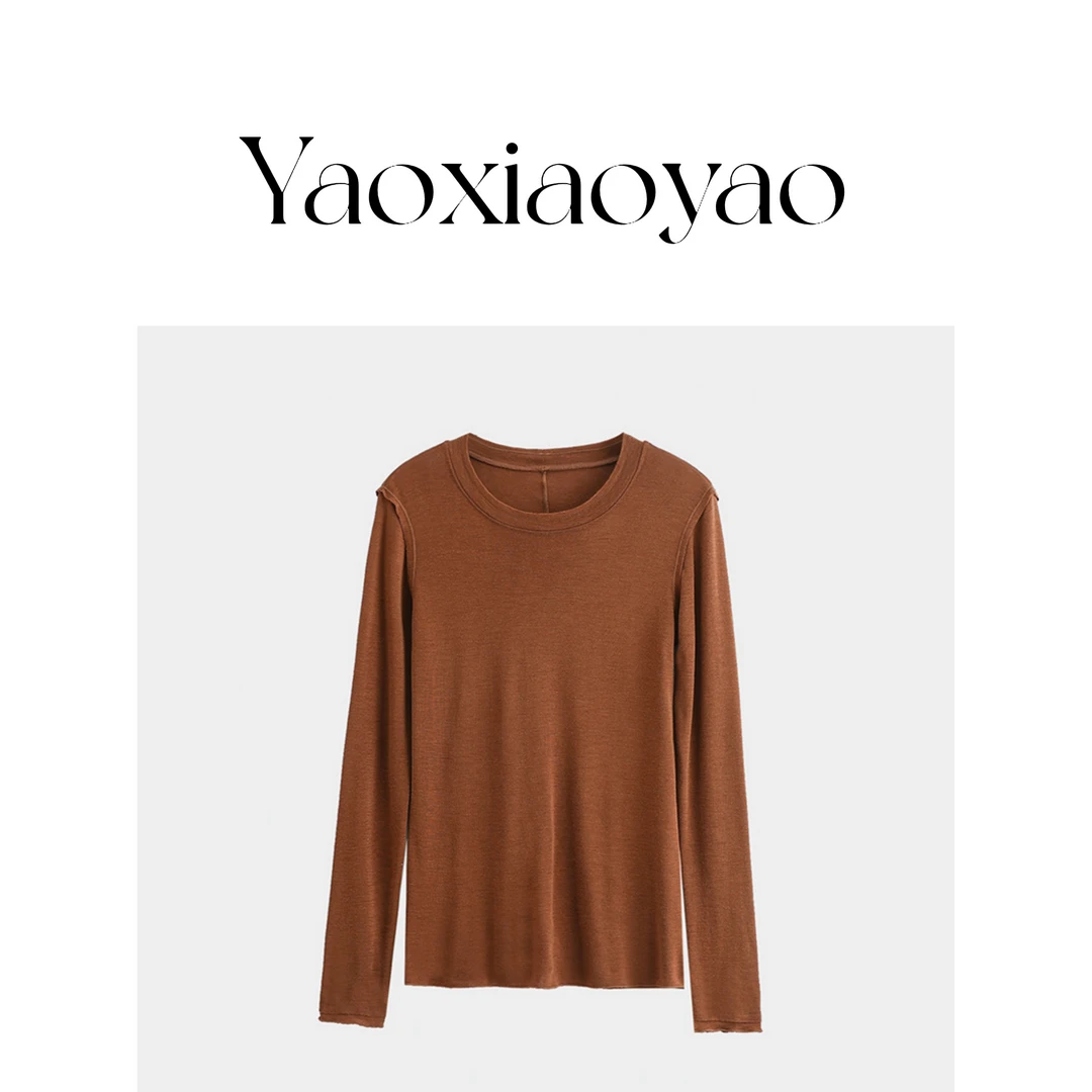 美利奴细羊毛简约百分百绵羊毛圆领长袖T恤QD038MN