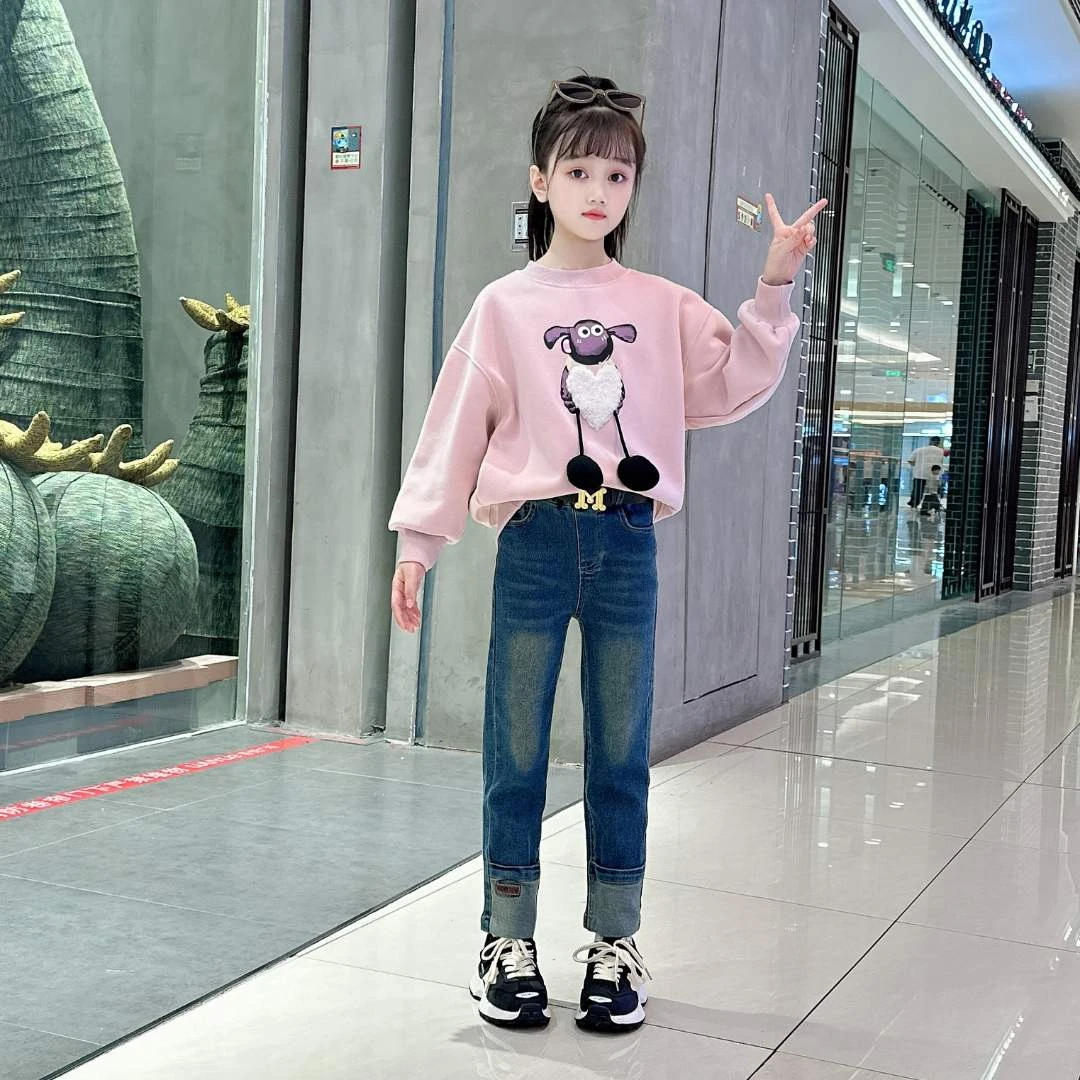 【糖宝魔豆MX】女童加绒加厚卫衣冬装2023新款洋气卡通休闲时尚上衣