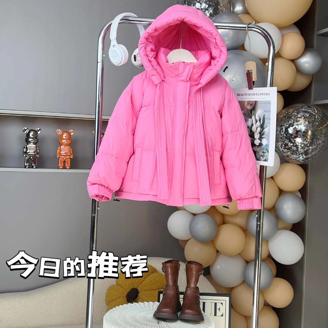 女童手塞棉服冬装2024新款儿童装冬季加厚棉衣女宝宝连帽洋气外套
