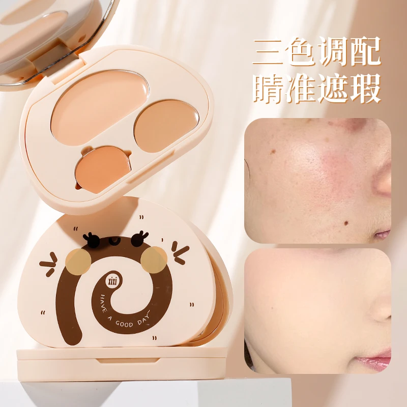 xixi泡泡瑞士卷三色遮瑕膏补水轻薄遮斑遮盖斑点不脱妆D-634