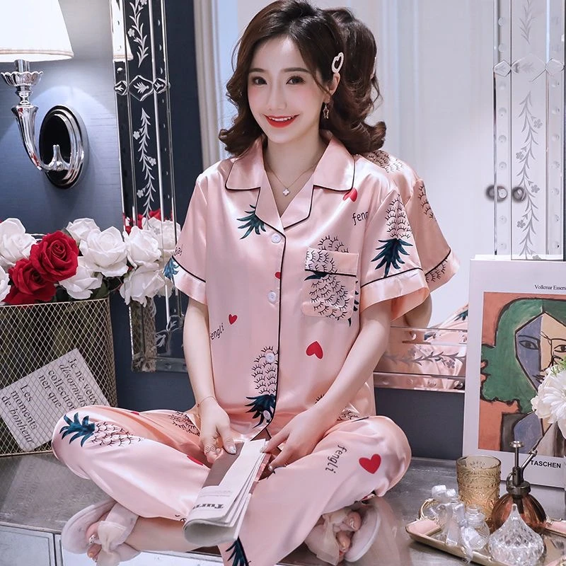 高端女士睡衣女夏季薄款冰丝睡衣家居服拍一发三送同款短裤