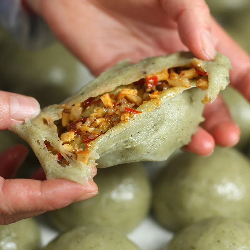 贵州铜仁特产蒿菜粑粑手工糯米包子真空包装早餐零食4-8个包邮