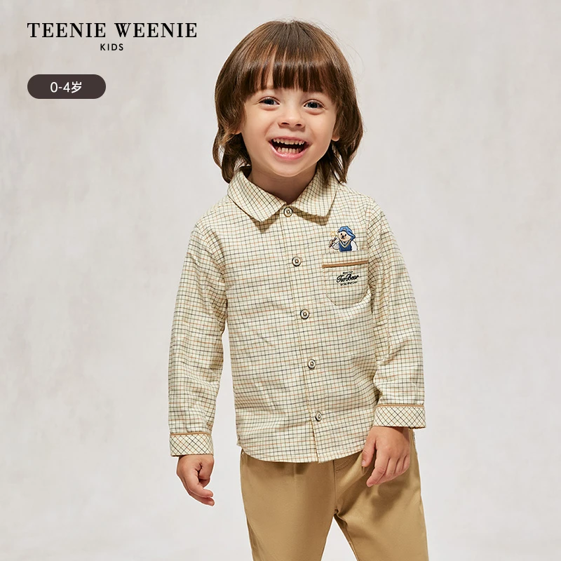 TeenieWeenieBaby小熊童装学院风刺绣小翻领衬衫T0YA244939A