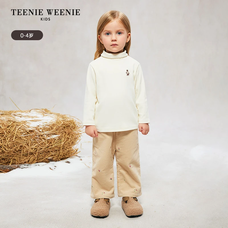 TeenieWeenieBaby小熊童装秋冬花朵满绣灯芯绒长裤T0TC244T70B