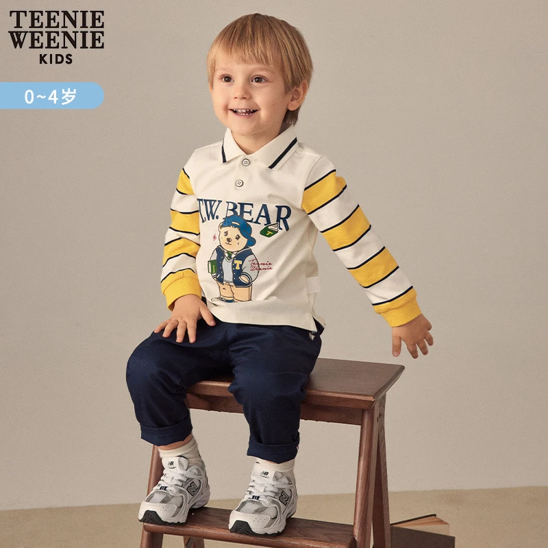 TeenieWeenie Baby男宝宝早春条纹长袖POLO衫T恤T0HA231201A
