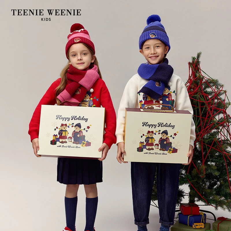 TeenieWeenieBaby小熊童装24新款男女童帽子围巾礼盒TZZH00952/54