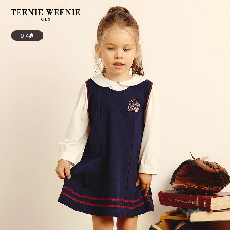 TeenieWeenieBaby小熊童装翻领学院风长袖连衣裙T0OM243874A