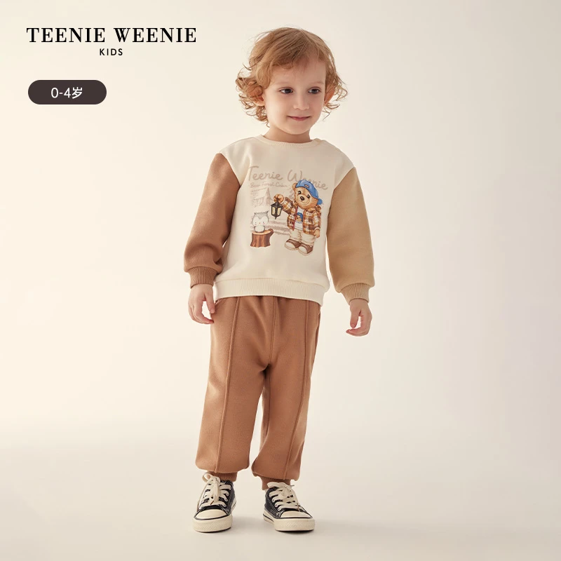 TeenieWeenieBaby小熊童装舒适休闲插肩加绒卫衣套装T0CZ234V02A