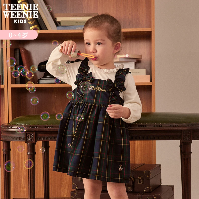TeenieWeenie Baby女宝宝早春格纹假两件连衣裙T0OW231251A