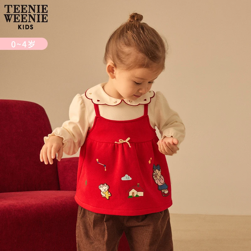 TeenieWeenie Baby女宝宝早春红假两件加绒卫衣T0MW231154K