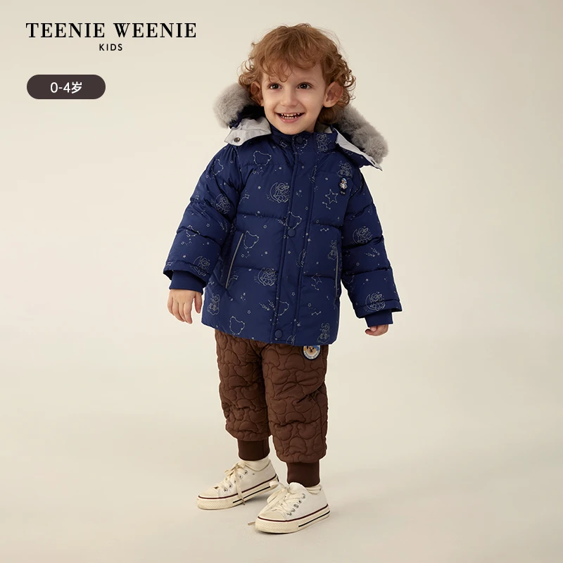 TeenieWeenieBaby小熊童装加厚休闲连帽毛领羽绒服T0JD234T04A