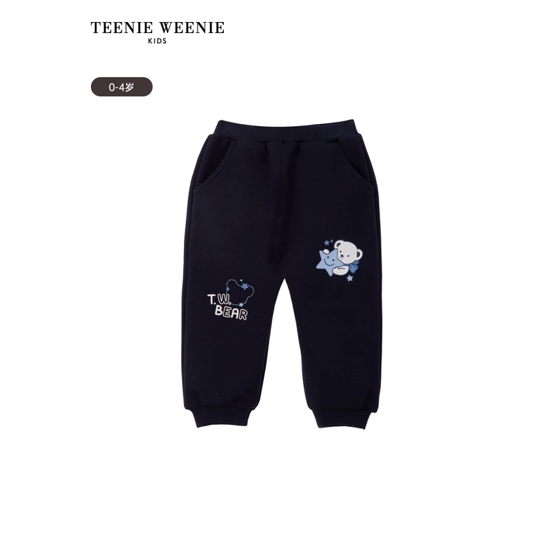 TeenieWeenieBaby小熊童装加绒加厚休闲印花运动裤T0TM234T02K