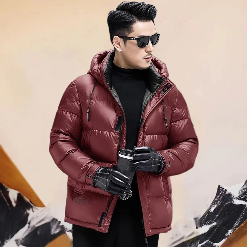 暗红色防寒加厚羽绒服男士秋冬季2024新款保暖面包服极寒冬装外套