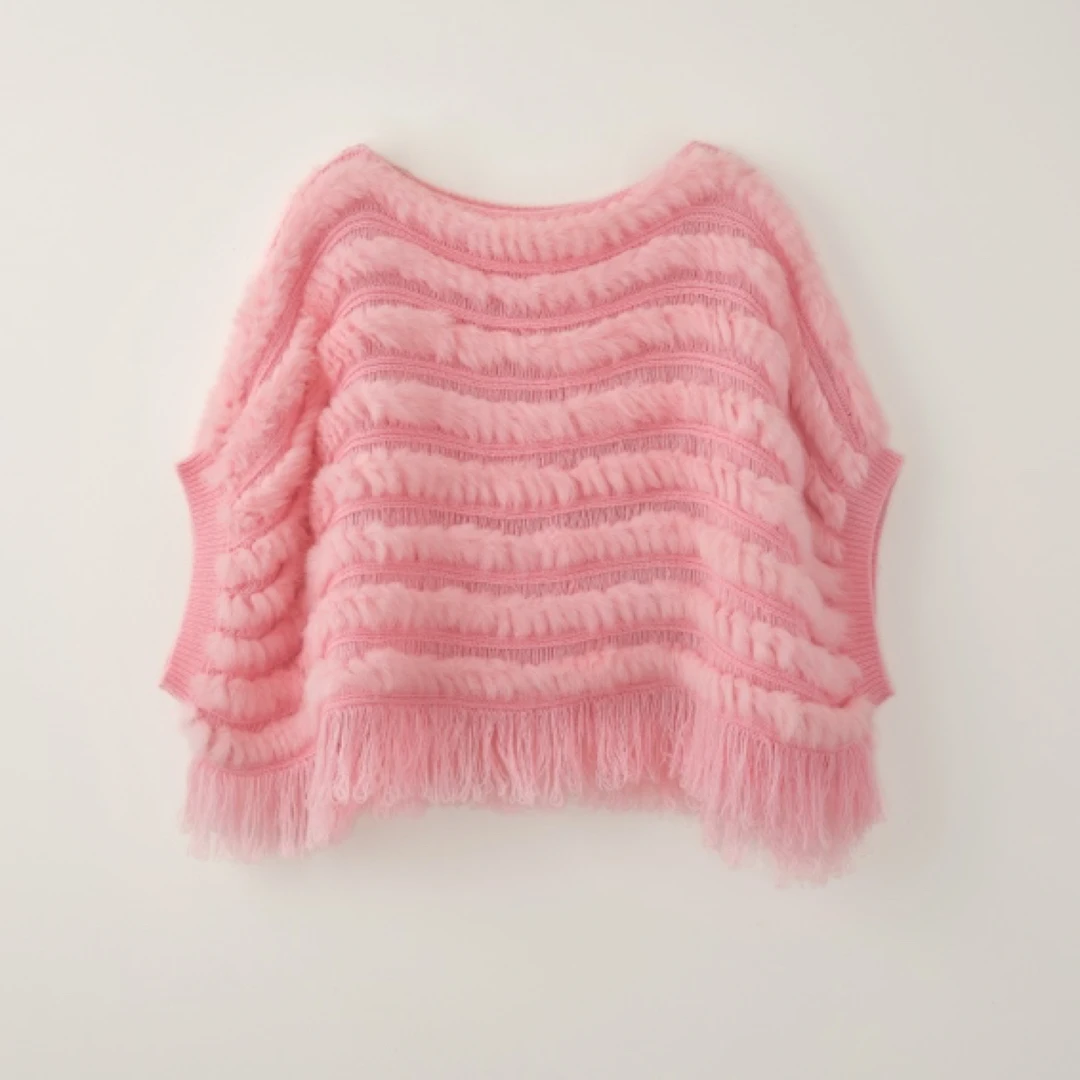 现货粉色秋冬宽松套头时尚外套