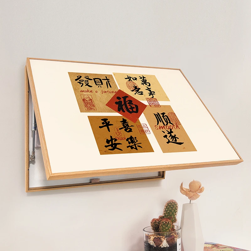 平安喜乐电表箱装饰画发财暴富好寓意国潮装饰画电表箱遮挡装饰