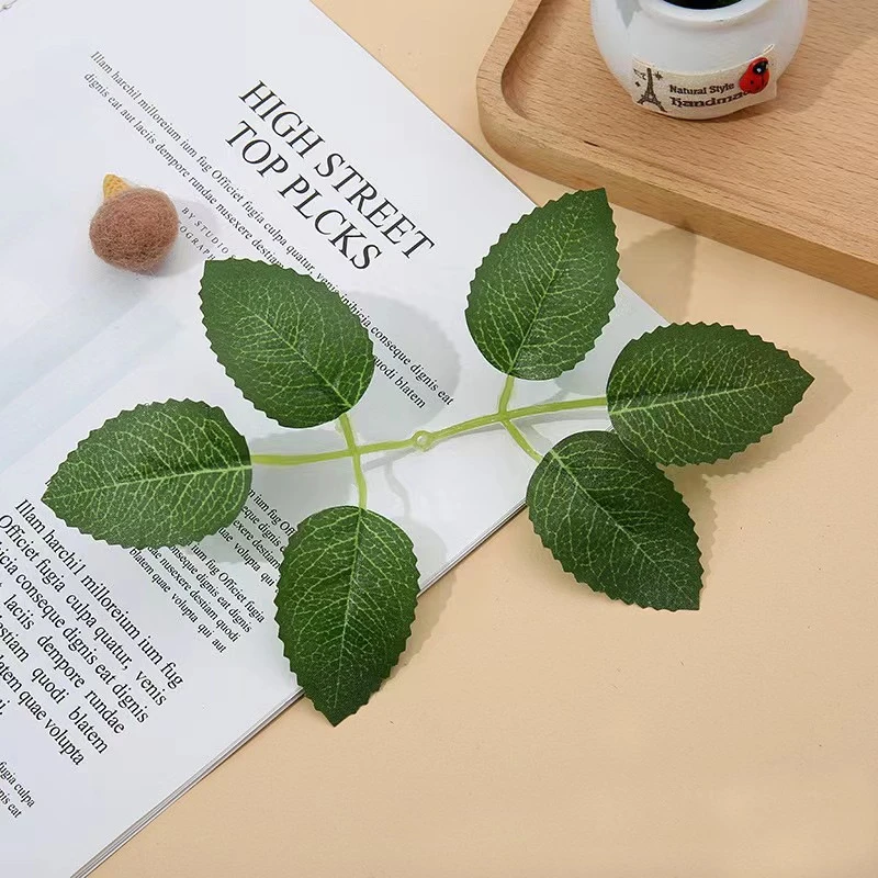 仿真布花叶布花托 玫瑰花叶花托 6叶布叶子DIY手工材料