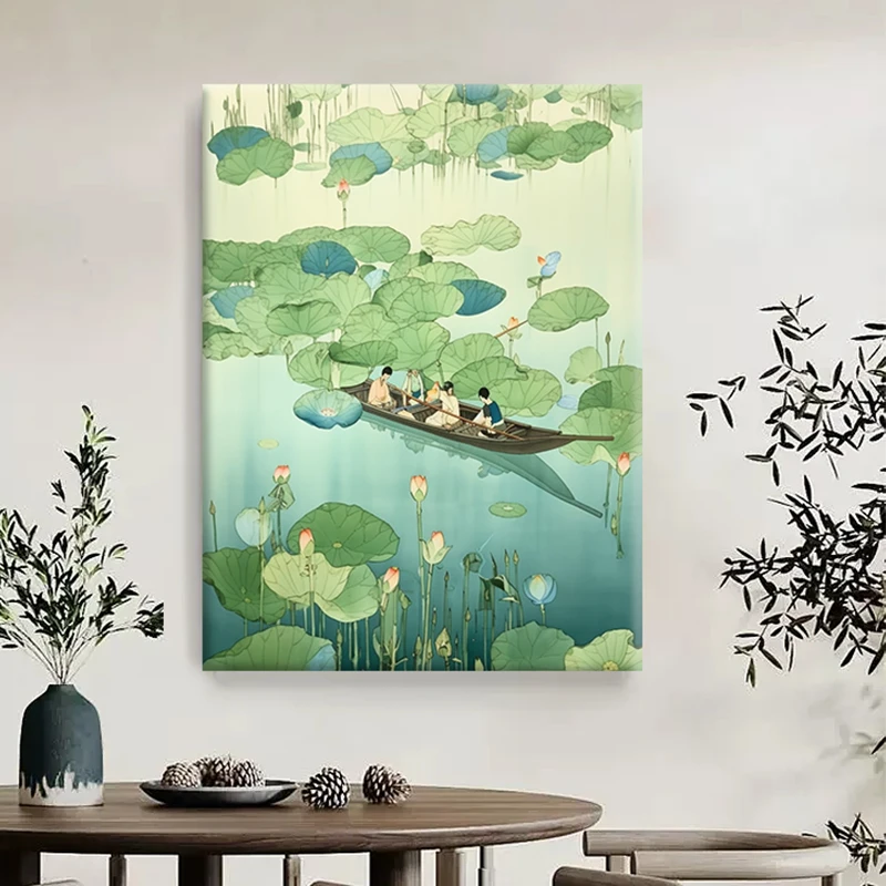 【云端】国风国画江南数字油画diy高级感填充丙烯装饰画手绘艺术