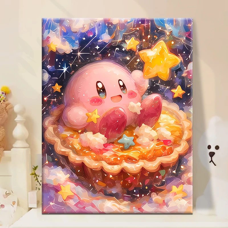 星之卡比甜点|diy数字油画丙烯填充手绘卡通治愈系减压油彩涂色画