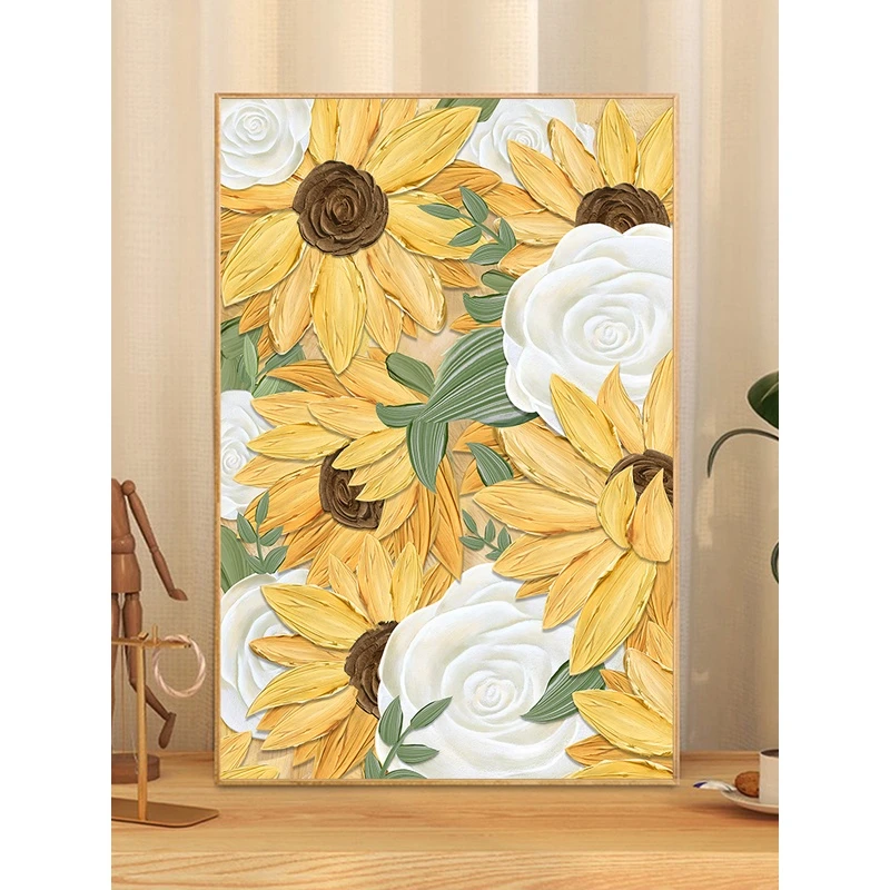 向阳花0基础diy数字油画手绘手工油彩画丙烯填充治愈减压装饰画