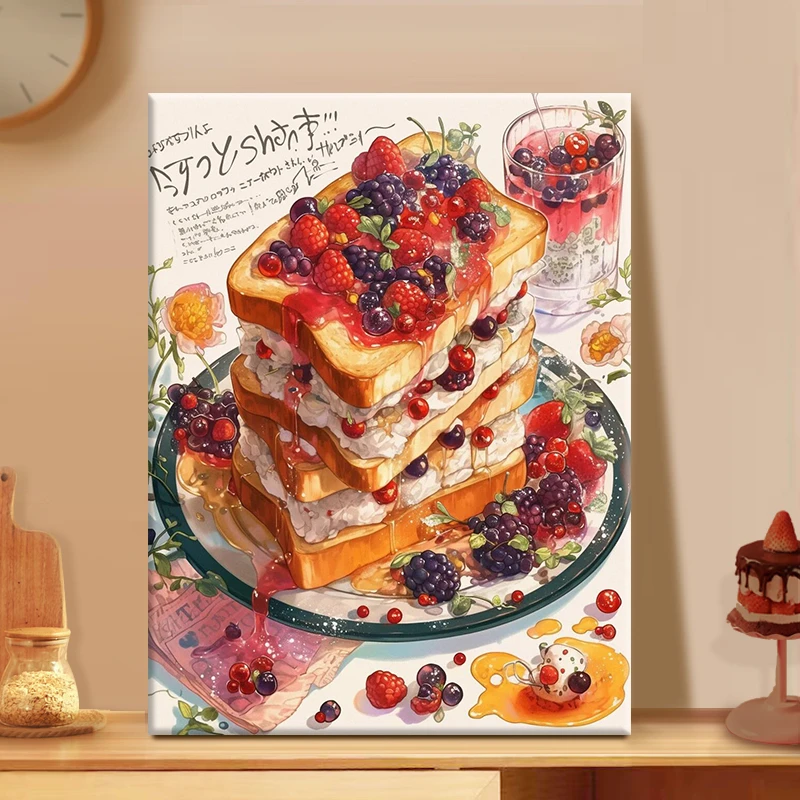 甜蜜诱惑|diy数字油画丙烯填充手绘千层三明治治愈减压油彩涂色画