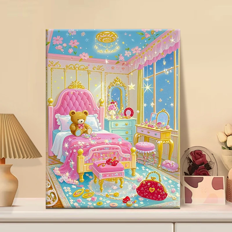 童话里的家|diy数字油画丙烯填充手绘梦幻情屋治愈减压油彩涂色画