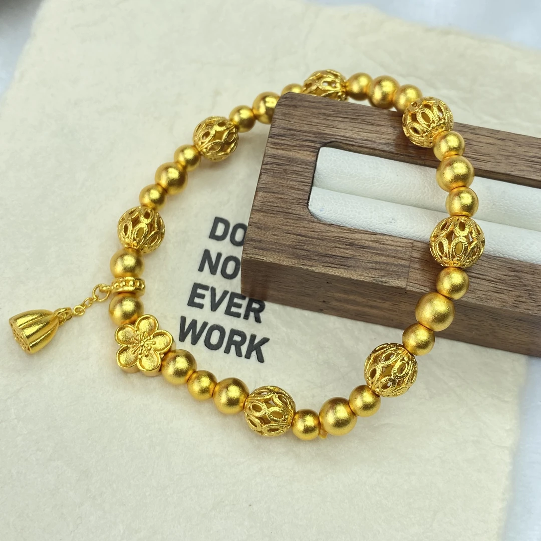 手链 F黄色镂空桃花珠珠手链多样性发货42290