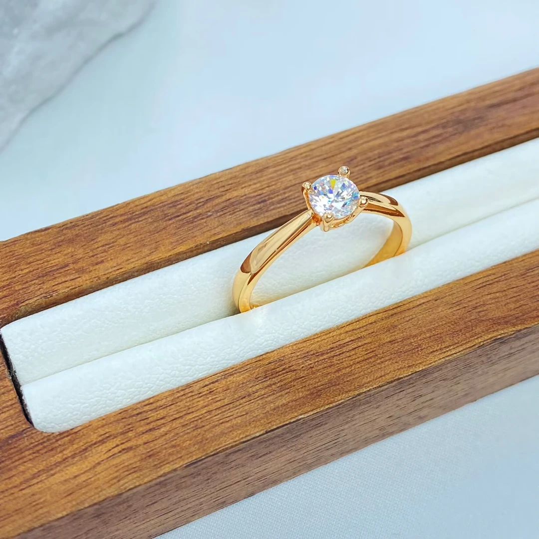 戒指 E黄色四爪闭口戒指多样性发货15268