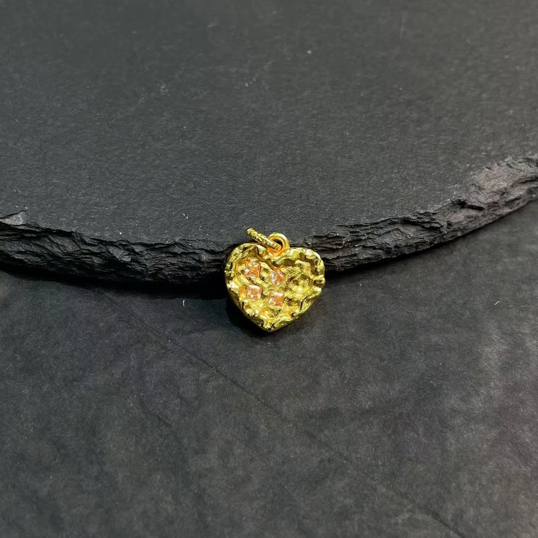 吊坠 YTE黄色锤纹爱心吊坠多样性发货0116