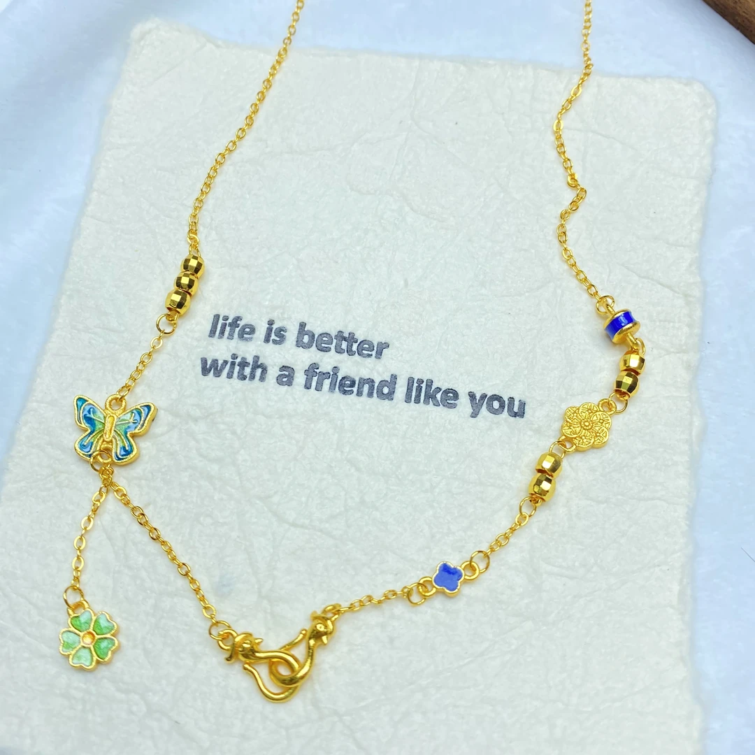 项链 项链 R黄色蝴蝶双勾项链多样性发货44473