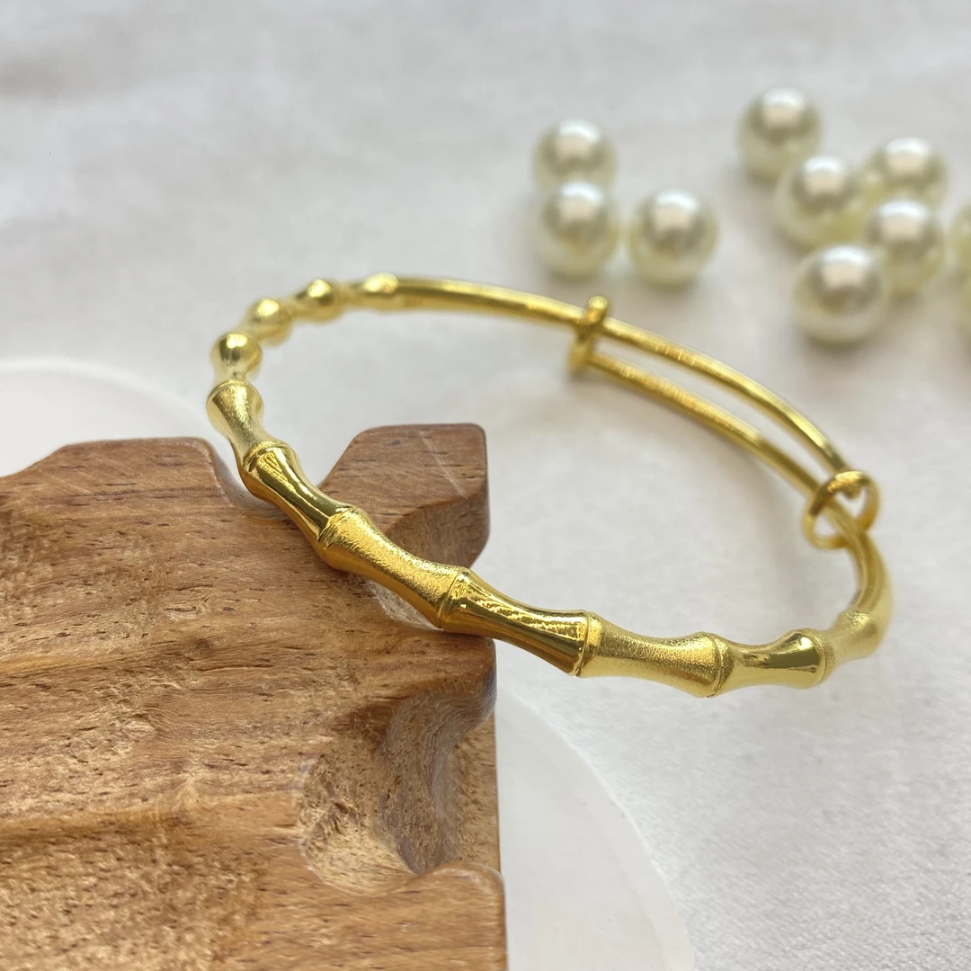 手镯 G黄色竹节推拉手镯多样性发货32478