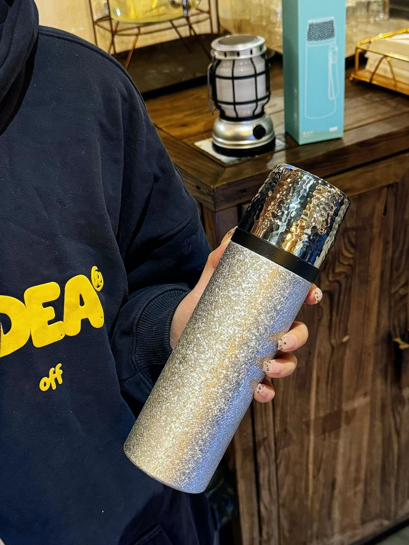 冰花漆焖泡杯锤纹盖316不锈钢保温杯内胆商务礼品水杯