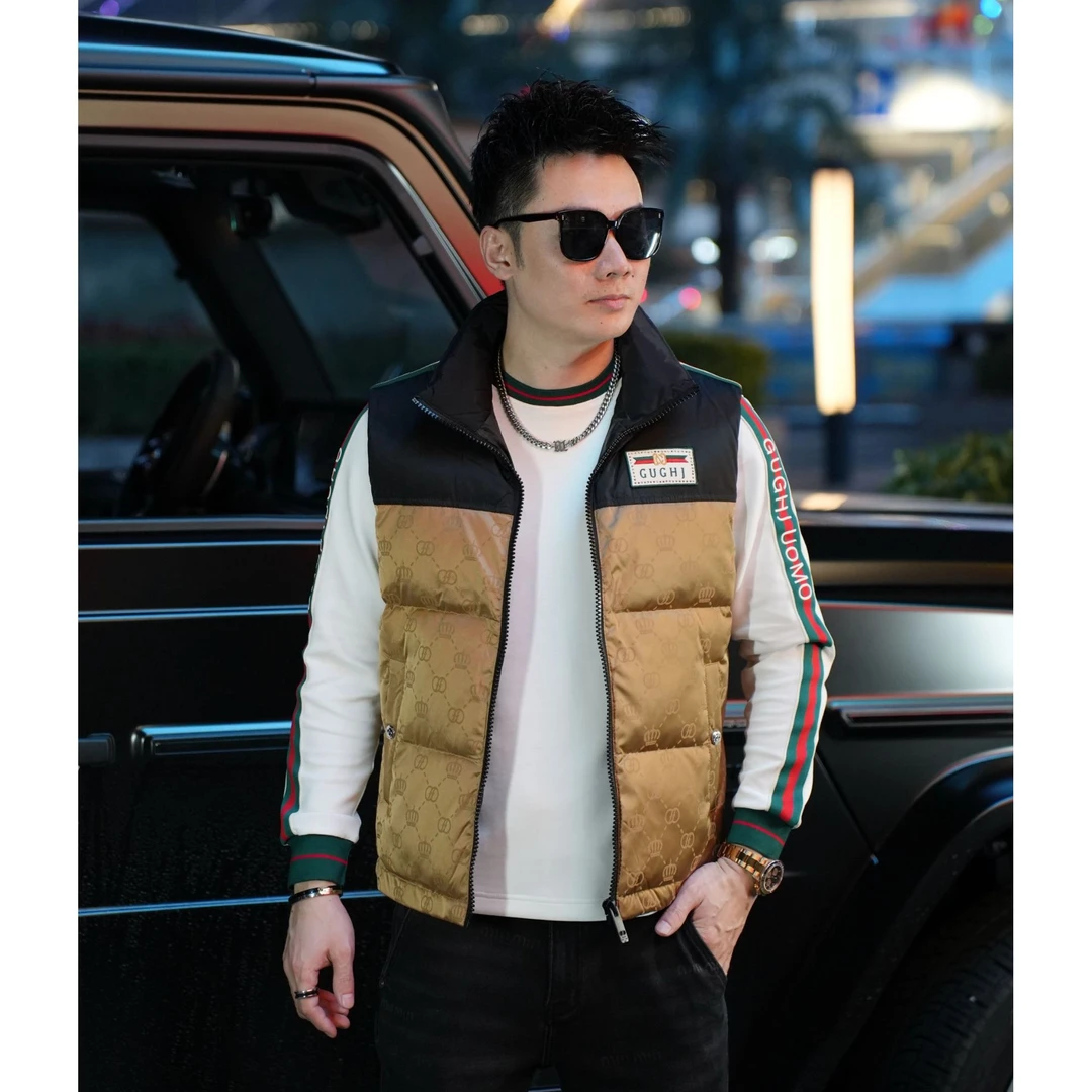 2024冬季男士高端羽绒服马甲短款休闲潮流保暖立领欧货撞色坎肩