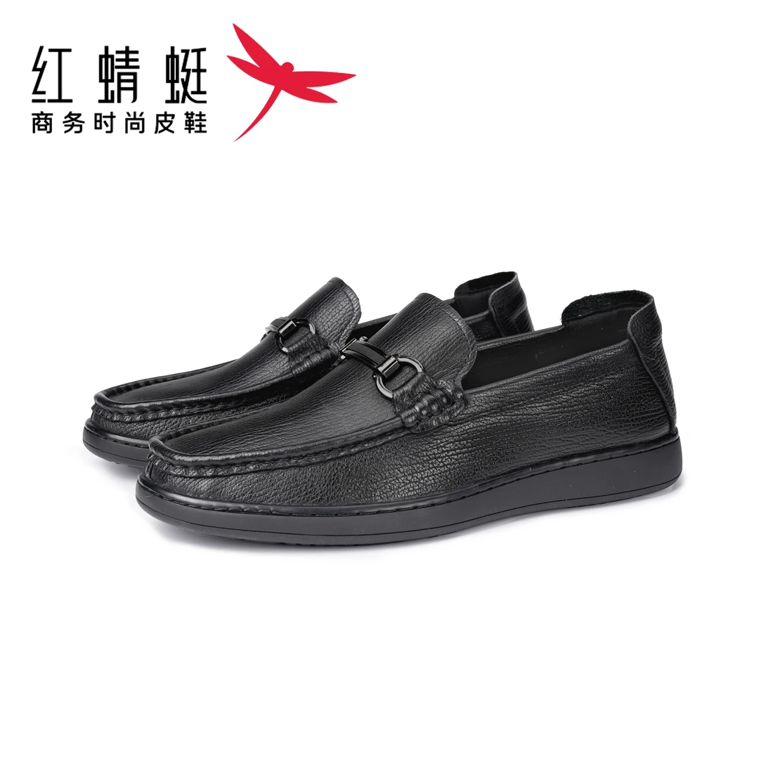 红蜻蜓2025头层牛皮豆豆鞋舒适百搭男士商务皮鞋休闲男皮鞋