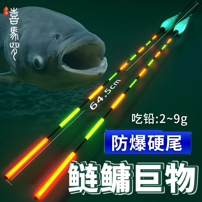 日夜两用硬尾大物夜光漂隔目加粗加长行程远投深水翘嘴鲢鳙漂