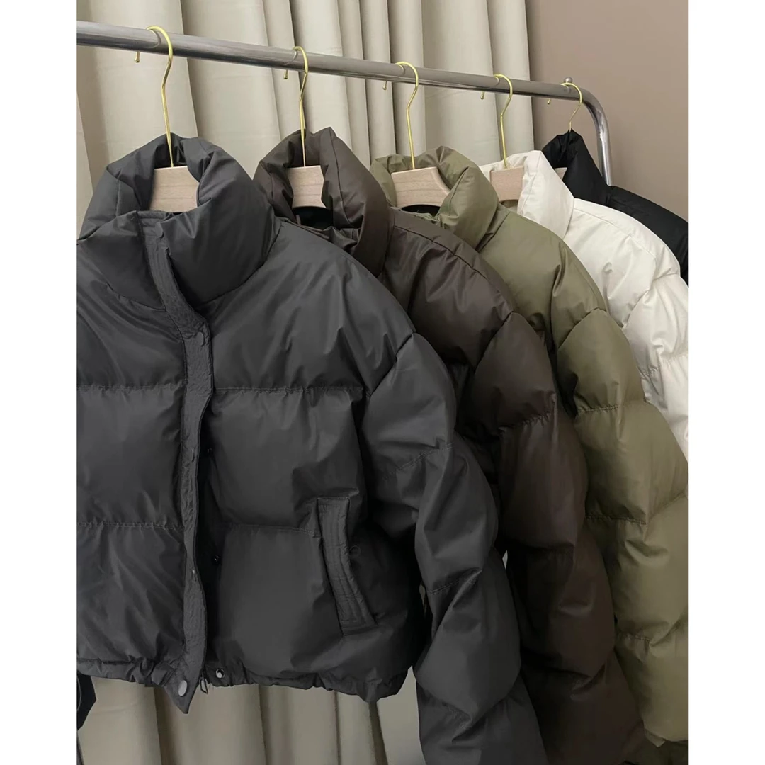 （大明子专属）立领短款羽绒服女PU皮免洗2023冬季加厚小个子面包服