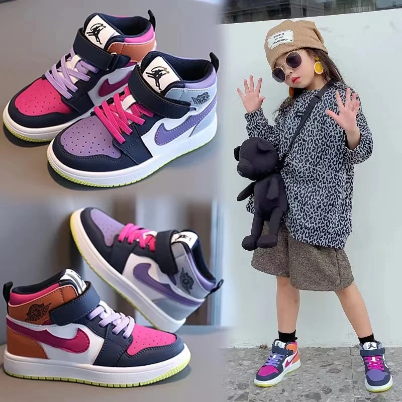 巴拉巴拉男孩女孩AJ童鞋2025年春秋季女童鸳鸯运动鞋儿童高帮加绒