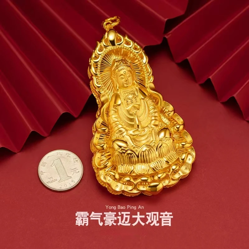 铜合金吊坠 时尚百搭金色观音吊坠男女款佛头项链本命年情侣挂坠