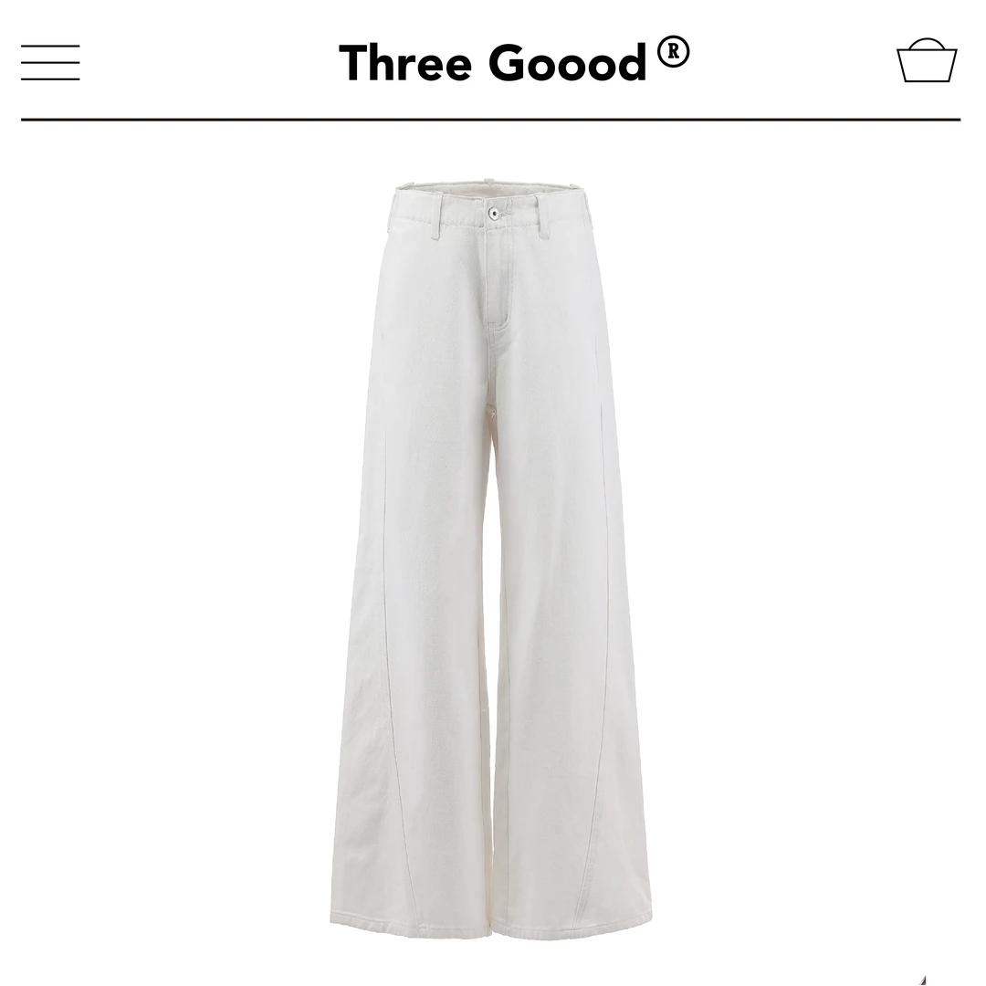 THREE GOOOD/三吉 白日微明微喇时髦通勤风分割牛仔裤 SK230804