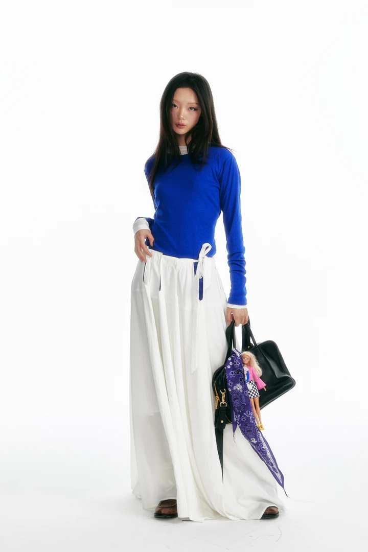 THREE GOOOD/三吉【放价了】款通勤风腰部镂空半身裙 DQ240043